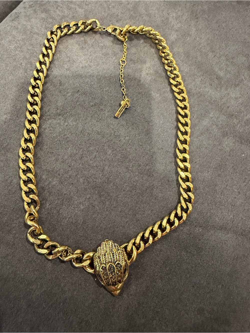 New Kurt Geiger Gold-Tone Statement Chain Necklace with Decorative Pendant